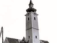 Crkva Uznesenja BDM, pogled s jugozapada (snimio N. Vranić, 1963., izvor, Drago Miletić, Marija Valjato Fabris, Rekonstrukcija templarskog sloja župne crkve u Gorama